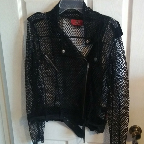 Hot Topic Jackets & Blazers - Hot topic royal bones black fishnet mesh jacket